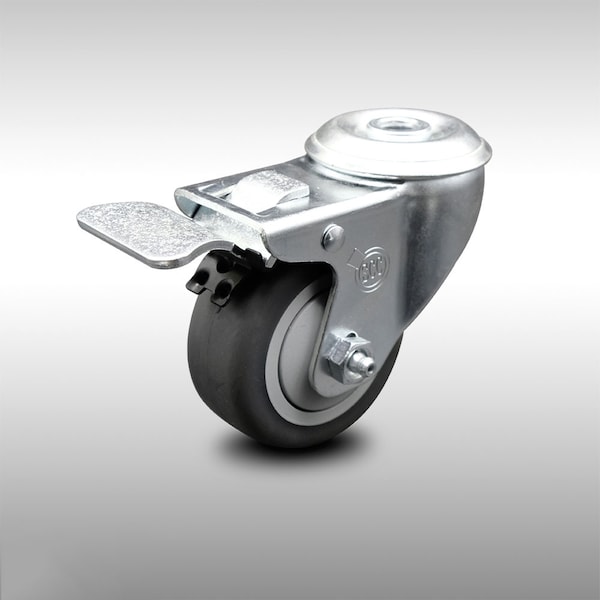 3.5 Inch SS Thermoplastic Rubber Swivel Bolt Hole Caster with Total Lock Brake